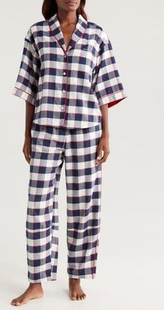 Lunya Check Cotton & Modal Flannel Pajamas in Alpine Plaid at Nordstrom Rack, Size Medium