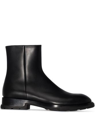 Alexander McQueen zip-up ankle boots - men - Leather/Leather/Rubber - 40 - Black