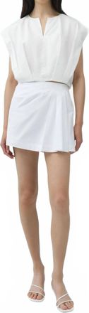 SIMKHAI Devlin Cotton Pleated Mini Skort In White