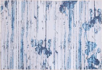 Beliani Beliani - Alfombra De Tela De Poli&eacute;ster Beige Y Azul Patr&oacute;n Abstracto Desgastado Fondo Revestido De Goma 140 X 200 Cm Burdur