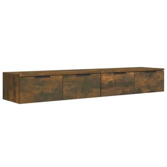 vidaXL Vidaxl - Armarios De Pared 2 Uds Contrachapada Roble Ahumado 68x30x20 Cm