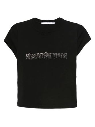 Alexander Wang logo-print T-shirt - women - Cotton - S - Black
