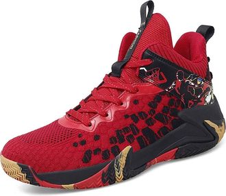 Generic Mens Basketball Shoes are Breathable Lightweight Comfortable Non Slip Indoor Outdoor Sports Training Boots Walking Shoes(Red,3.5 UK)