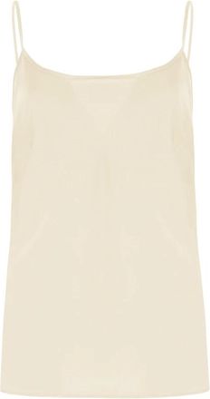 D.exterior Tops, Dames, Beige, L, Satijn, Satijnen tanktop met V-hals