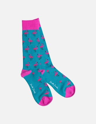 Swole Panda Womens FLAMINGO COMFORT CUFF SOCKS - Blue - Size: 4/4.5/5/5.5/6/6.5/7