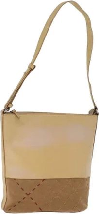 Burberry Pre-owned Shoulder Bags, female, Beige, Size: ONE SIZE Pre-owned Suede Shoulder Bag
