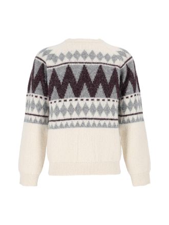 PESERICO Textured Geometric Pattern Knit Sweater