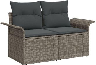 vidaXL Garden Sofa with Cushion Grey 141 x 62 x 69cm Poly Rattan vidaXL