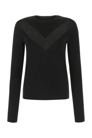 Alexander McQueen Alexander Mcqueen Black Stretch Wool Blend Sweater