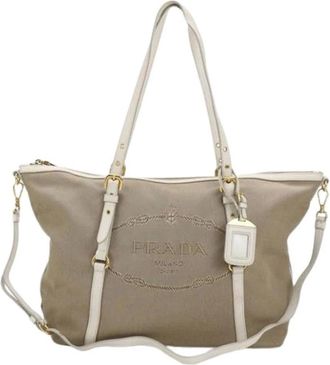 Prada Pre-owned Tote Bags, female, Beige, Size: ONE SIZE Pre-owned Vintage Tote Bag