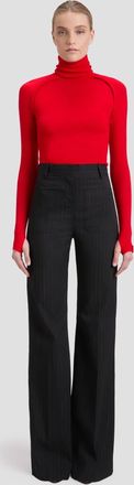 Victoria Beckham Alina Trouser In Navy-Rose Pinstripe 12
