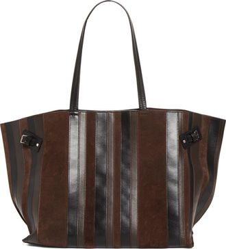 Proenza Schouler Days Striped Leather Tote in Black/espresso at Nordstrom