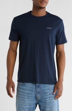 Calvin Klein Logo Piped Sleeve Cotton Graphic T-Shirt in Dark Sapphire at Nordstrom Rack, Size Xx-Large
