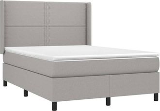 vidaXL Cama Box Spring Con Colch&oacute;n Tela Gris Claro 140x200 Cm Vidaxl