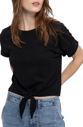 Sanctuary All Day Tie Waist T-Shirt in Black at Nordstrom, Size Medium