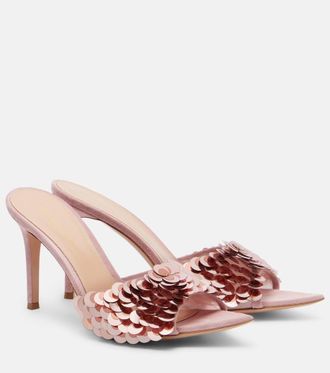Gianvito Rossi Mules Elle de malla con ante y lentejuelas