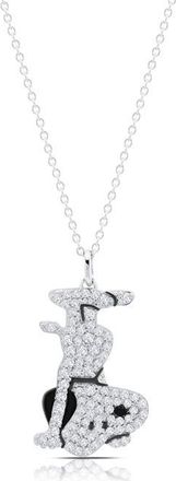 Crislu Snoopy Headstand Pav&eacute; Pendant Necklace in Pure Platinum /Clear Stone at Nordstrom, Size 16