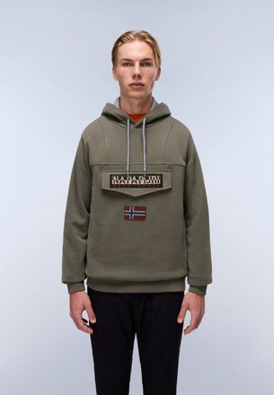 Napapijri Kapuzensweatshirt NAPAPIJRI BURGEE WINT 4, Herren, Gr. M, tea leaf, Obermaterial: 90% Baumwolle, 10% Polyester, B&uuml;ndchen, Sweatshirts Kapuzensweatshir