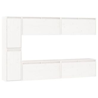 Berkfield Home TV Cabinets 6 pcs White Solid Wood Pine
