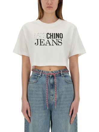 Moschino Cropped T Shirt With Logo