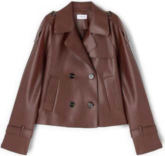 Motivi Korte double-breasted trenchcoat met epauletten - Dames - Zomerjassen - Bruin - M - Polyester - Jassen