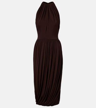 Alaia Ala&iuml;a Gathered pleated halterneck midi dress