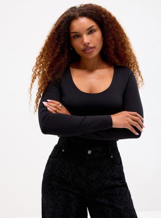Contemporaine Womens Second-skin long-sleeve scoop-neck T-shirt