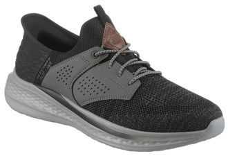 Skechers Slip-On Sneaker SKECHERS SLADE-CASTER, Herren, Gr. 48,5, schwarz (schwarz, grau), Lederimitat, Textil, meliert, Schuhe Slip-On Sneaker, Slipper, Sneak