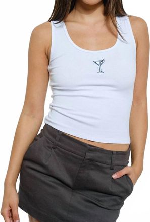 Le Lis Blanc Deux Martini Embroidered Tank Top In Ivory White