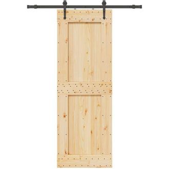 vidaXL Puerta Corredera Con Herrajes Madera Maciza De Pino 80x210 Cm Vidaxl
