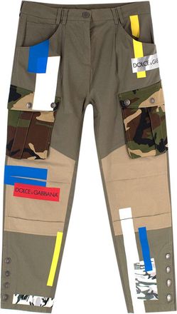 Dolce & Gabbana Khaki Patchwork Cargo Trousers Size S