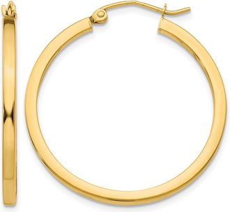 Diamond2Deal 14k Gold 2mm Square Shape Tube Hoop Earrings