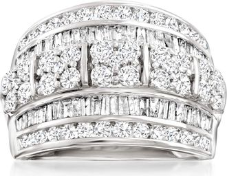 Ross-Simons Round and Baguette Diamond Multi-Row Ring in 14kt White Gold