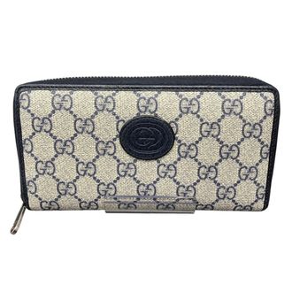 Gucci Gg Supreme Beige Pvc Long Wallet (Bi-Fold) (Pre-Owned)
