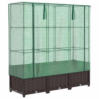 Berkfield Home Raised Bed with Greenhouse Cover Rattan Look 120x40x138 cm in Brown | Size: 120 x 40 x 138 cm