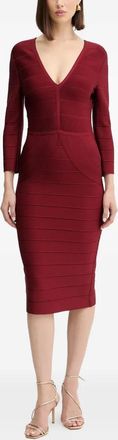H&eacute;rve L&eacute;ger Athena V-neck midi dress - women - Recycled Yarn - S - Red