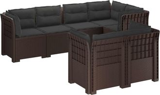 vidaXL Sof&aacute; De Jard&iacute;n Para 7 Personas Con Cojines Estilo Ratan Pp Vidaxl