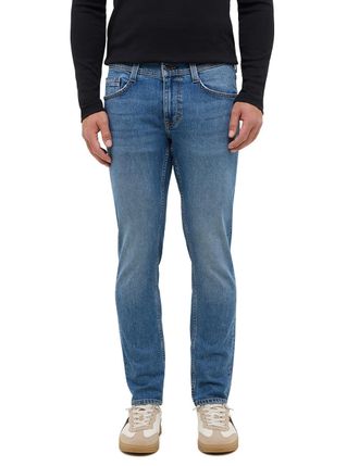 Mustang Slim-fit-Jeans MUSTANG Herren Style Oregon Slim, Herren, Gr. 34, L&auml;nge 34, blau (402 mittelblau), Denim/Jeans, 99% Baumwolle, 1% Elasthan, unifarben, 