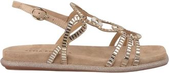 Alma En Pena Alma EN Pena, Schoenen, Dames, Beige, 37 EU, Platte sandaal met kristallen bandjes