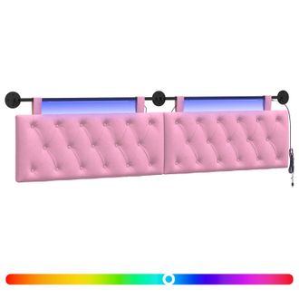 vidaXL Cabecero Colgante Con Luz Led Rosa Tela Vidaxl