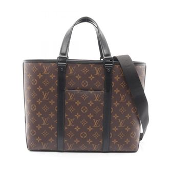 Louis Vuitton Black Brown Monogram Macassar Coated Canvas Leather Tote Bag (Pre-Owned)