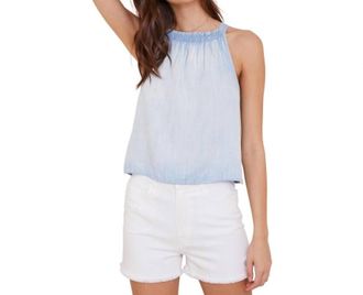 Bella Dahl Shirred Smock Neck Tank Top In Light Mist