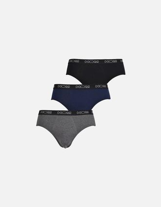 HOM Hom Mens Boxerlines 3-Pack Basic Briefs, Black/Navy/Grey - Size: 37/36/32