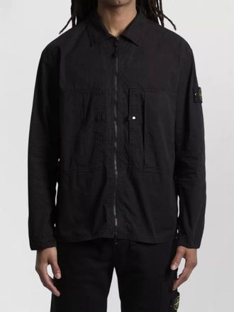 Stone Island ripstop cotton overshirt long sleeves collar