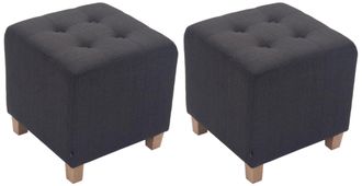 Clp Clp - Set De 2 Taburetes Puff Pharao En Tela Gris Oscuro