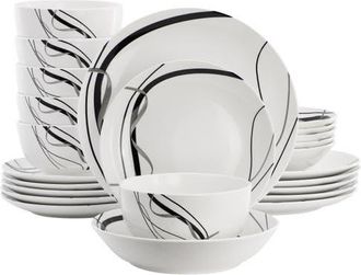 Elama Sarah 24 Piece Porcelain Double Bowl Dinnerware Set, Service for 6 in White at Nordstrom