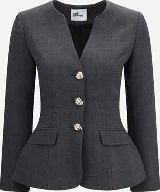 Self Portrait Blazer in lana con silhouette a peplo Woman 8