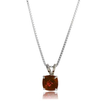 MAX + STONE 925 Sterling Silver 6mm Cushion Cut Gemstone Birthstone Pendant Necklace
