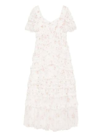 Needle & Thread Magnolia Ditsy gown - White