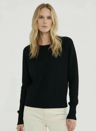 Majestic Filatures Cashmere Long Sleeve Pullover Crewneck in Noir at Nordstrom, Size 2